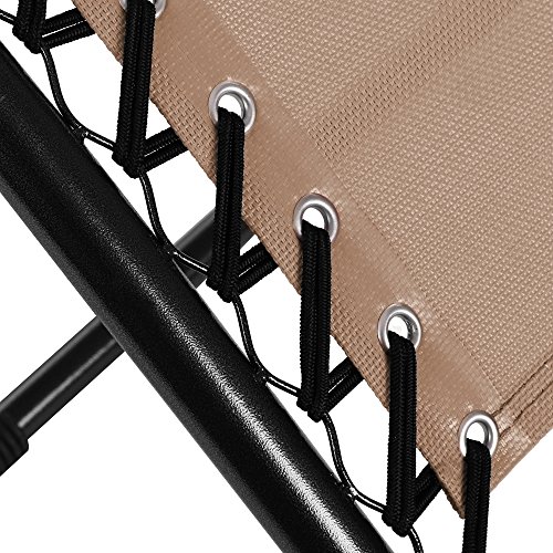 grapest Faltbare Liegestuhl Sonnenliege klappbare Relaxliege mit armlehne 177 x 68 x 110cm Campingstuhl Gartenstuhl Bis:130KG (Khaki) - 5