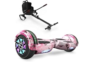 Hoverboards with Go-Kart Bundle, iHoverboard H4 All Terrain Hoverboards with Seat, Go Kart 6.5 inch, Self Balancing with Bluetooth Speaker & LED lights Hoverboards Set Gift for Kids
