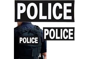 LHYBTM Reflektierende Police Klett Aufnäher Set Klettsticker Reflektorband Klettsticker Police Nachtsichtbarkeit Nylon Hook Loop Patch für Police Vest Tactical Hundegeschirr Weste Kragen, 2 Patches