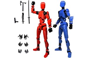 APDDHJ 3D Lucky Action Figure Movable Ornaments 2pcs 3D Printed Multi-Jointed Movable Boys Toy Multi-Jointed Movable Robot with Mannequin Full Articulation for Stop Motion Animation Valentines for Him