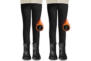 DDOBB 2er Pack Thermo Leggings Mädchen Gefütterte Winter Leggins Mit Fleece Kinder High Waist Thermounterwäsche Dicke Warm Lange Hose für Alltag