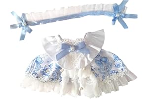 niannyyhouse Ropa de muñeca de felpa de 20 cm, vestido azul, accesorios de juguete de peluche suave de 8 pulgadas