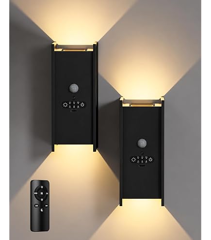 Midore Akku-Wandleuchte Mit Fernbedienung – 5000 MAh, Bewegungsmelder, 3 Farbtemperaturen (3000/4500/6000K), 600 Lm, Dimmbar, Ohne Stromanschluss, Inkl. Klebe- & Schraubmontage