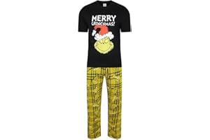 EX UK STORE Mens The Grinch Christmas Pyjamas PJ Set Night Wear Xmas M-XXL Black/Check New