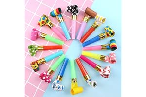 ZIRANEE Party Blowers,100 Pack Noisemakers Blowouts Party Poppers Novelty Plastic Whistle for Kids Party Bag Fillers Christmas