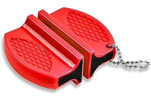 CODIROM Mini Kitchen Knife Sharpener, Portable Double-Sided Knife Sharpening Tool for Home, Camping Travel or Outdoor BBQ Red