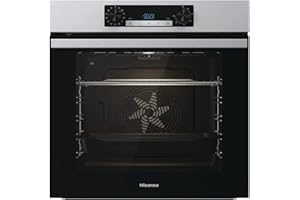 Hisense BI64211PX Four multifonction - Cavité XXL de 77L, Pyrolyse, 13 Fonctions, Fonction Pizza 300°C, AirFry, Affichage LED, Inox, Classe A+