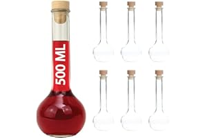 slkfactory 6 pustych szklanych butelek 500 ml z zakrętką 0,5 litra, butelki na sok, likier, ocet, olej