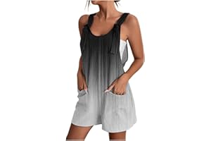 SHITOUJI Jumpsuits Womens Air Essentials Short Dungarees Adjustable Strap Sleeveless Wide Leg Suspender Rompers with Pockets Summer Casual Backless Playsuits for Women UK