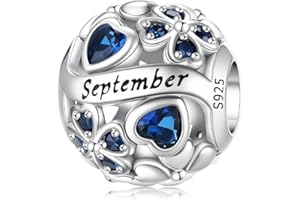 Aurevella Ciondolo con Pietra Natale a Forma di Quadrifoglio Portafortuna, S925 Argento Sterling Charm, Compatibile con Bracciali e Collane Europei e Americani, Regalo di Compleanno per Donna