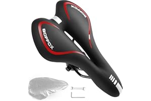 BOFFOX Sella da bicicletta da uomo, comoda e cava, ergonomica, in morbido gel memory foam, da uomo, per bici da corsa, MTB/Trekking