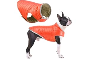 Oslueidy Abrigo de Perro Reversible,Chaqueta de Invierno para Perros Chaleco de Cachorro Caliente Ropa Impermeable para Mascotas Snowsuit de Perros para pequeños Perros Grandes