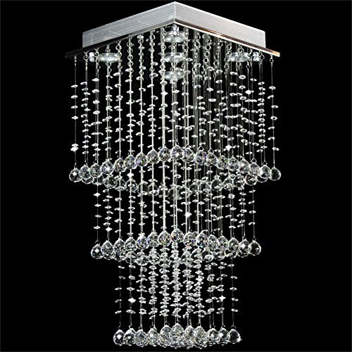 Swees® Clear Crystal Droplet Cascading Ceiling Light Pendant Lamp Chandelier! H 70 cm X W 35 cm, GU10 X 5, Max 50W
