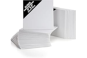 Belle Vous Tela per Dipingere Bianca (24pz) - 10 x 10 cm - Set Tele per Dipingere Pre-Stirate - per Dipingere Adatta per Pittura Acrilica, ad Olio, Schizzi e Disegni - Tela Pittorica