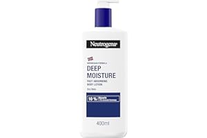 Neutrogena Norwegian Formula Deep Moisture Fast-Absorbing Body Lotion 400ml, Non-Greasy Body Moisturiser for Dry Skin with 10% Glycerine and Pro-Ceramide Technology, Provides 72-Hour Moisturisation
