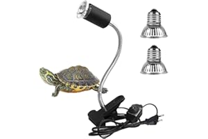 LEDGLE Lampada Tartarughe Acqua, UVA UVB Lampada Riscaldante, Lampada Alogena Calore Retroilluminazione per Rettile, Anfibi, Tartaruga, Lucertola, Serpente, Camaleonti（25W+50W）