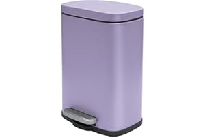 Spirella - Cestino a Pedale in Acciaio AKIRA - Design Moderno Rettangolare con Rivestimento Anti-Tracce - Chiusura Lenta e Silenziosa - Lavanda Opaca - 5L