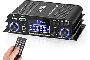 ACMOMO Amplificatore HiFi,Mini 4 canali Bluetooth Audio Amplificatore RMS 40W×4+50W Max.800W Amplificatore di potenza DC 12V/5A per gli altoparlanti di casa con USB SD, AUX