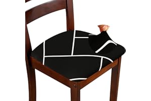 ZHILING Stretch Chair Seat Covers for Dining Room Set of 4, Elastic Dining Chair Seat Protector Cover Removable Washable Chair Slipcovers with Ties