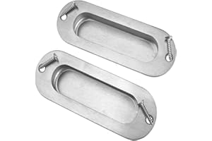 Nothers Zhioudz 2 Stück bündige Türgriffe, ovaler Ziehgriff, versenkter Edelstahl, satiniert, verdeckter Griff für Schiebetür, Schrank, Schublade, Silber