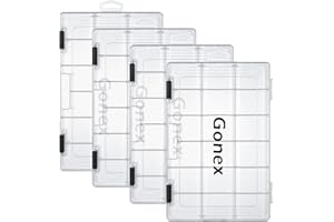 Gonex Boîtes de Rangement pour Leurres 3/4 Paquet, 3600/3700 Transparentes en Plastique, 18/24 Grilles pour Poisson Nageur et Petits Accessoires de Pêche