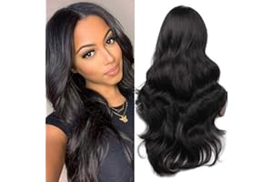 COLORFUL PANDA ColorfulPanda Perücke Gewellt Lockig Lang Schwarz Natürlich Haare Für Frauen, Alltag Anime Cosplay Kostümparty Halloween Karneval Black Wigs 26" (Schwarz)