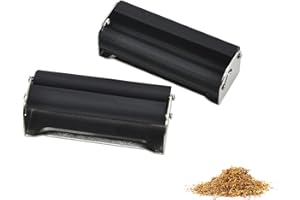 VIKSAUN 2 Pièces Rouleau à Tabac Machine à Rouler Les Cigarettes Manuelle Rouleau à Cigarettes 70mm Injecteur De Tabac Portable en Métal Accessoires De Cigarettes Noires Hommes Cadeau (Noir)