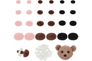 GOMAKERER 24 Stück Beflockte Sicherheitsnasen 4 Größen, 3 Farbe Ovale Plastiknasen Zum Basteln Teddybärnasen Puppenherstellungszubehör Falsche Welpennase Für Die Herstellung von Stofftieren