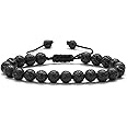 MONOZO Lava Rock - 8mm Tiger Eye Stone Beads Adjustable Natural Matte Agate Onyx Yoga Essential Oils Anxiety Aromatherapy Bracelets Jewelry for Men