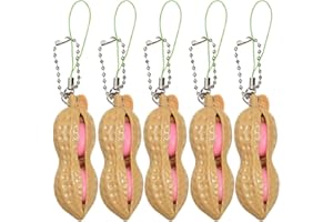 ISAKEN 5 Stück Fidget Bean Spielzeug Erdnuss Schlüsselanhänger Anhänger Erdnussform Zappeln Spielzeug Stressabbau Sensorisches Spielzeug Lustige Gadgets Fidget Spielzeug für Kinder Erwachsene