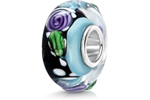 MATERIA by Matthias Wagner Glas Charm 3D Rosen - Damen Beads 925 Silber bunt