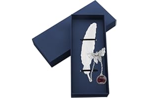 Fyfjur Marcapáginas de Metal, Metal de Plumas Plateadas Marcadores de Libros con Azul Caja de Regalo con Colgante de Mariposa, Regalo de San Valentín para Ella, Marcapaginas Para Niñas Profesora Madre