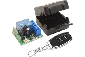 DieseRC 433Mhz Universal Wireless Remote Control Switch DC 12V 1CH RF Relay Receiver Module with 1 Transmitter, EV1527 Learning Code Smart Home Remote Switch