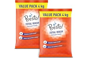 Amazon Brand - Presto! Total Wash Detergent Powder, Twin (4 Kg + 4Kg) Pack