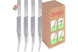 TRIBECCO Juego de 4 anclajes para suelo, longitud total de 437 mm, acero galvanizado en caliente, anclajes de tierra para clavarlos en el suelo, piquetas para tiendas de campaña, casas de juegos,