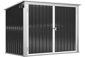 Outsunny Coffre à poubelle verrouillable en acier noir 178,5 x 104,5 x 128,5 x 113 cm