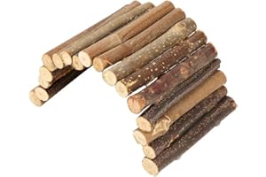 Duokon Hamster-Holzbrücke, Hamsterbrücke aus Holz Hängeleiter Kleine Haustier-Zubehör Käfig-Dekoration Mäuse Ratten Nagetiere Spielzeug (klein)