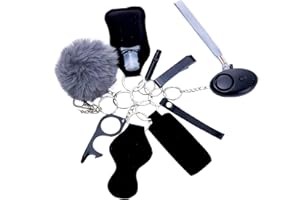 KMLJOEE Llavero de mujer con kit de autodefensa de 10 piezas - Llavero Defensa Personal, con Accesorios de Seguridad, Abridor de Puerta sin Contacto, Alarma Personal