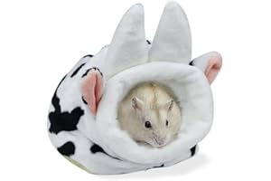 LuckyOpt Hamster Bett, nettes Mini Meerschweinchen Bett mit Abnehmbarer Bettwäsche, weiches kleines Tierbett für Meerschweinchen Syrische Igel Gerbil kleine Haustiere, S (Schwarz+Weiß)