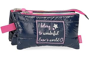 Enso Potrójny piórnik, niebieski, 22 x 12 x 5 cm, poliester, Niebieski, 22x12x5 cms, Potrójne etui