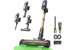 Proscenic P15 Aspiradora sin Cable 580W/55kPa/70Mins, Aspiradora Escoba Vertical Potente con Pantalla Táctile LED, Antienredo y Modo Automático para Suelos/Alfombras/Pelo de Animales