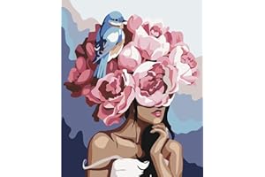 JanFebMar Dipingere con i Numeri Adulti Bambini Principianti, DIY Kit per Dipingere con Numeri Decorazione della Casa Senza Cornice 40x50cm Ragazza con pappagallo