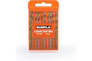 Gunpla Cobalt Drill Bits 3mm 10-Pieces, M35 HSS Metric Straight Shank Jobber Drill Bit Set with Plastic Case for Hardened Stainless Steel, Metal, Aluminium, Tile, Wood, Plastic and Cast Iron…