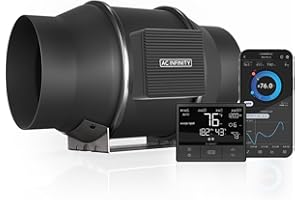 AC Infinity CLOUDLINE PRO T6, Quiet 150mm Inline Duct Fan with Temperature Humidity VPD Controller WiFi Integrated App Control Ventilation Exhaust Fan for Heating Cooling Grow Tents Hydroponics 6-Inch
