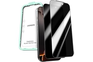 UGREEN 2 Pack for iPhone 17 Pro Max Screen Protector Privacy 6.9'' 100% Privacy Protection 1:1 Full Coverage Military Grade 9H Tempered Glass Anti-Spy Screen Protector Easy to Install