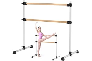 VEVOR Klassisk dansstång, dubbel stång i bokträ, bärbar och oberoende klassisk stretching och dans, gymutrustning och höjdjusterbar, för pilatesträning