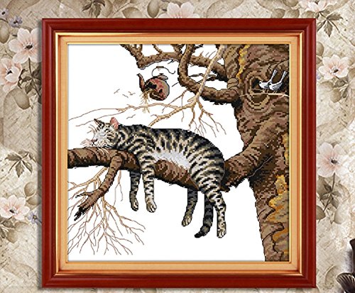 Stickvorlage Vordruck Kreuzstich Stickbild Handarbeit Sticken Katze 46×45 cm - 3