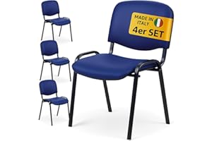 Topsit Lot de 4 Chaises Visiteur, chaises de conférence Structure en métal, rembourées et avec revêtement en Similicuir, Chaise empilable, pour la Maison, Le Bureau, la réception, Les Pauses.