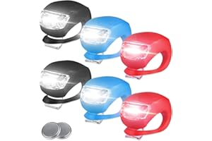 Asfrode 6 Stück Kinderwagenlicht Silikon, LED Wasserdichte Silikonleuchten, Kinderwagen Licht mit Heller LED 3 Leuchtfunktionen, kinderwagenlicht für Kinderwagen Outdoor Läufer