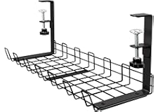 Tiokkss Under Desk Cable Management Tray, Upgraded Wire Management No Drill No Screws, Cable Tray with Clamp for Desk Wire Ma